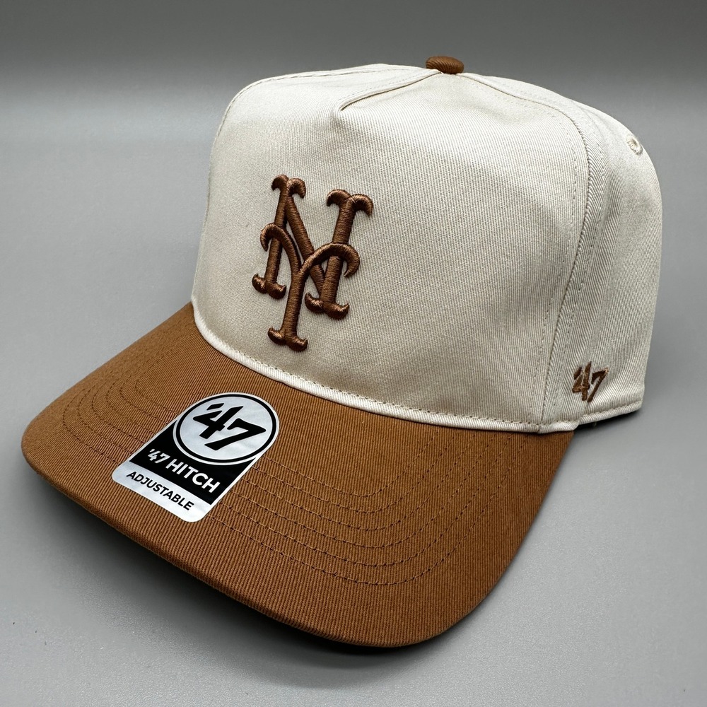 New York Mets Two Tone '47 Hitch Hat Mens OSFA Cream Brown Snapback MLB NEW